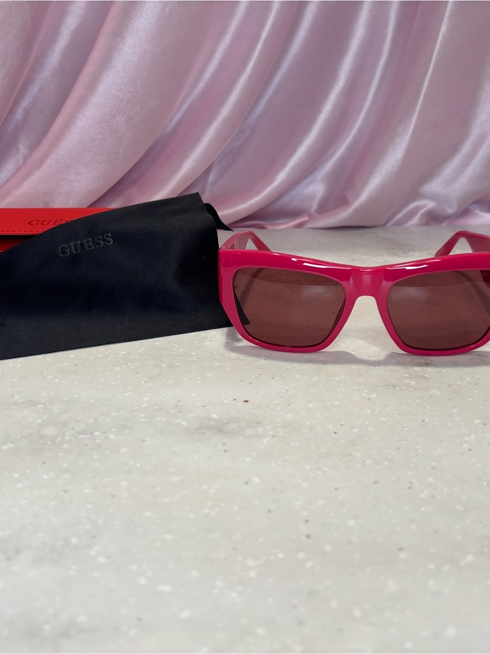 Guess Hot Pink Rectangular Women's Sunglasses